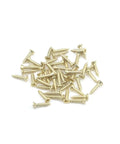 Sturdy As A Rock Gold Metal Piano Hinges Extended Folding Butt Strip Hardware For Cabinets Doors And Home Upgrade Bundled With All Necessary Mounting Screws Pack Of Four, gold screws scattered on white background.