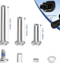 Replacement Luggage Wheels And Hacksaw Kit For Suitcases showing three axle sizes with casters and spacers