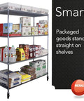 Heavy Duty Anti Slip Shelf Liner Set For Wire Shelving, 4 Pack, 18 By 48 Inches, Black Diamond Pattern used in pantry
