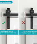 Comparison of correct and incorrect track size installation for 30 Inch Bi Folding Sliding Barn Door Hardware Track Kit