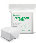 Cleanroom wipes package, white bag with green text, 9 by 9 in, 300 pcs, cellulose/polyester blend, lint-free