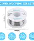 63-37 Tin Lead Rosin Core Solder Wire For Electrical Soldering 0.6mm Diameter 50g Reel showing dimensions and specifications