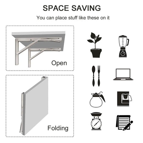 Heavy Duty Folding Shelf Brackets Stainless Steel Collapsible Set Supports Up To 330 Lb Per Pair Space Saving Mounts Open Folding