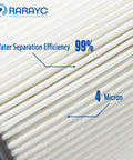 Close-up of 4 micron filter with 99% water separation efficiency, part of 6.7L Diesel Fuel Filter Water Separator Kit For Ram Turbo Diesel Engines 2019 2020 2021 2022 2023 2024 Includes Oil Filter 5083285AA And Filter Sets 68157291AA 68436631AA Beefed-Up Filtration With 4 Micron Precision And 99 Percent Water Removal