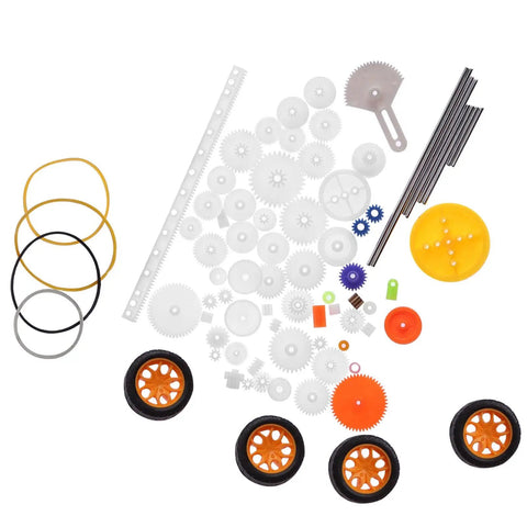 Plastic Gear Set For Small Motors And DIY Robots 78 Piece Spindle Gears Kit with axles, wheels, belts, and components