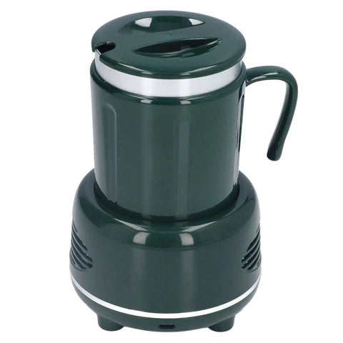 Dual Mode Electric Mug Warmer And Cooler Keeps Your Coffee Ice Cold Or Piping Hot Desktop Aluminum Heater Chiller Usb Powered Non Slip Mat For Daily Grind Green, top view of green USB powered mug warmer and chiller.