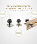 Keyless Mechanical Combination Cam Lock in Gold Zinc Alloy for Drawers and Cabinets, Durable 1 Pack, Easy Install