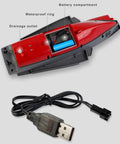 Remote Controlled Warship Battle Boat with drainage outlet and battery compartment, includes USB charging cable, ideal for exhibits