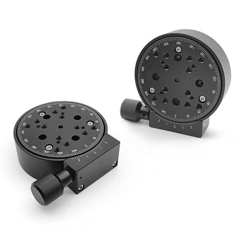 R Axis Manual Rotation Stage With 100mm Fine Tuning Optical Sliding Stage 360 Degree Rotation And 15 Kg Load Capacity Aluminum Alloy Black
