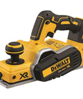 Pro Grade 20V Max Xr Brushless Cordless Planer Drops Dead Serious Amps For Zero Drag Wood Planing And Cabinet Refinishing Job Site Ready Tool Only Renewed, yellow and black design with adjustable cutting depth.