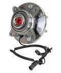Front Wheel Bearing and Hub Assembly for 2011-2014 Ford F-150 RWD with ABS sensor harness showing metallic finish and design.