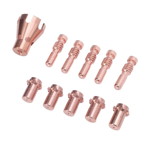 Brass contact tips and diffusers in a MIG welding consumables kit for 100L and Tweco Mini Guns.