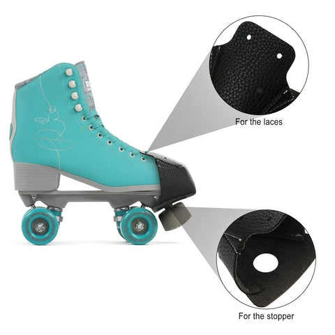 Two Pack Roller Skate Toe Cap Guards Protectors PU Leather Toe Covers For Roller Derby, Double Row And Quad Skates, Prevent Toe Wear