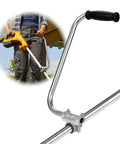 Ergonomic Weedeater Handle Extension Back Saver Trimmer Grip for lawn care, shown attached to trimmer for improved posture.