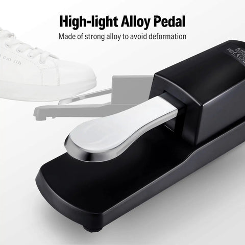 Universal Sustain Pedal For Keyboard And Digital Piano With Polarity Switch 1/4 Inch Jack And 63 Inch Cable, alloy detail