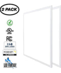 2x2 Foot Edge-Lit LED Panel Kit, Dimmable 0-10V, 40W, 140W Equivalent, 5000K Daylight White, DLC And UL Certified, 2 Pack