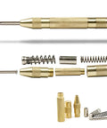 4 Pack Automatic Center Punch One Handed Spring Loaded Drill Punch Tool 5.1 Inch Brass Center Punch and components displayed