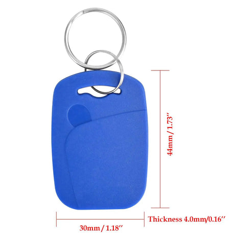13.56MHz RFID Key Fobs For Door Access Pack Of 100 IC Key Fob Tags Programmable ISO14443A Card Keychain with dimensions