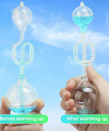 Glass Hand Boiler Science Toy Set 4 Pack For Kids, Hands On Heat Transfer Demonstration showing before and after warming up.