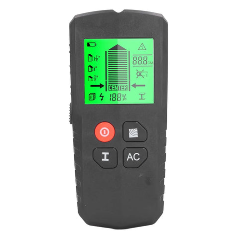 FTVOGUE Stud Finder with LCD Display, 5 in 1 Wall Scanner for Wood Metal, front view showing green backlit display.