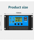All Weather MPPT Solar And Wind Charge Controller dimensions 133mm x 70mm, blue display, USB ports