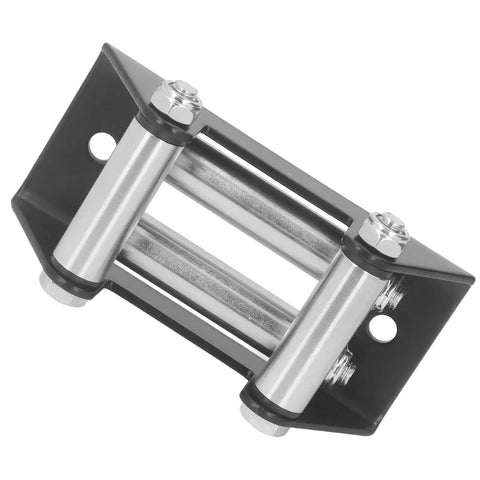 4 Way Winch Roller Fairlead Cable Guide For Electric Winch 4500Lb High Strength Steel Erosion Proof Stable Frame For Wire Rope Built Tough Off Road Jeeps And ATVs, black and silver
