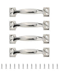 Bow Shaped Gate Handles Pack Of 4 Metal Pulls For Your Garage Doors Wardrobes Cabinets Drawers Cupboards Fences And Furniture Easy Install Cabinet Knobs Durable shown with screws