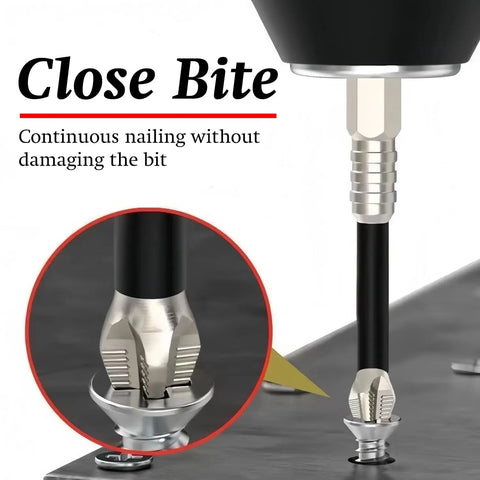 Top Tier Magnetic Drill Bit Kit With Shockproof S2 Alloy Steel Screwdriver Bits And Non Slip Hex Shank For High Torque Impact Driver Jobs And Heavy Duty Electric Drills That Hold Screws Tight During Any Tough Project, close bit demo