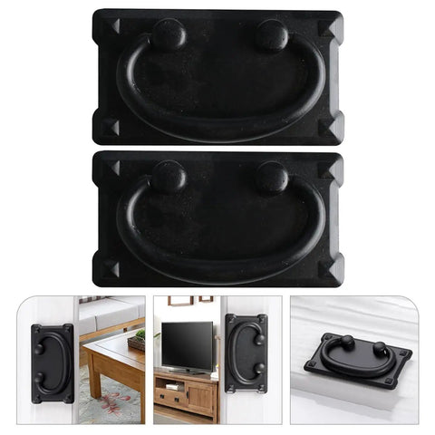 Antique Drawer Ring Pulls Set Of 2 In Black Metal Cabinet Handles For Furniture Doors And Drawers Vintage Style Ring Knobs