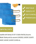 9 Pack Blue Cloth Reusable Dry Filter Bags For Stanley Shop Vac 1 To 5 Gallon Wet And Dry Vacuums Durable Washable Material High Quality Dust Filtration Fits Stanley Vacuums For Home Garage Shop Cleanup with accessories