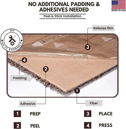 Premium Plush Carpet Tiles With Built In Padding Peel And Stick 18x18 Floor Squares Made In USA 22.5 Sq Ft Pack Of 10 Seamless DIY Flooring With Attached Padding Crystal 537 diagram