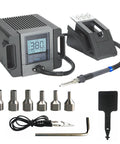 TR1100 SMD Rework Station Hot Air Soldering System With 200W Power Lead Free Welding Platform ESD Safe For Phone PCB Repair BGA And Micro Chip Work Intelligent Constant Temperature Multi Point Calibration Preset Memory, featuring tools and accessories.