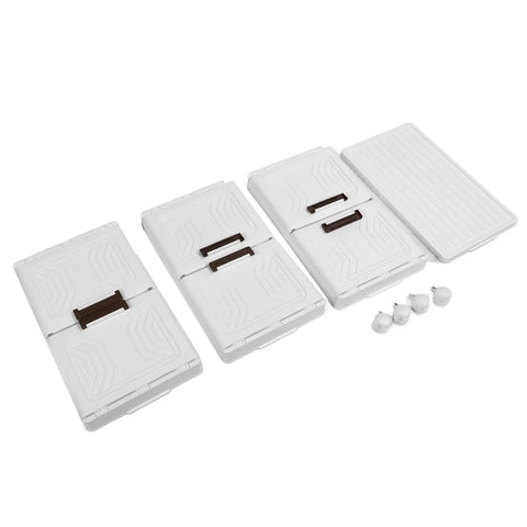 Super Sturdy Folding Storage Bins With Four Rollers For No Sweat Moving Quick Assembly Durable Plastic Bins, set of three, white