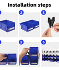 Installation steps for Heavy Duty Stackable Plastic Storage Bins 24 Pack For Garage Tools And Small Parts Organization 5x4x3 Inch