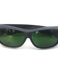Top Shelf Hella Tough IPL Hair Removal Goggles Featuring OD5 Plus UV400 Lens Protection Complete Five Pack Bundle, dark green lenses close-up.