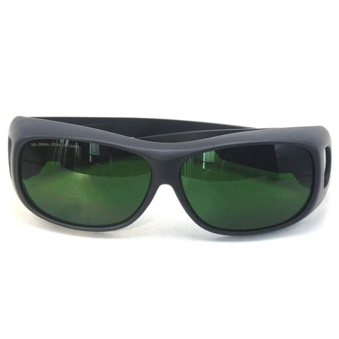 Top Shelf Hella Tough IPL Hair Removal Goggles Featuring OD5 Plus UV400 Lens Protection Complete Five Pack Bundle, dark green lenses close-up.