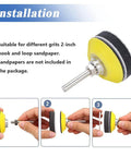 Installation of Two Pack Two Inch Hook And Loop Sanding Backing Pads With Soft Foam Buffer Pad Pro Grade Set for rotary tools.