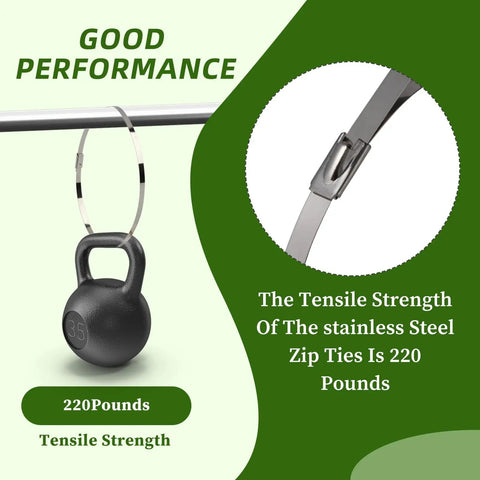 Built Tough Heavy Duty Stainless Steel Zip Ties 11.8 Inch By 0.18 Inch 304 Stainless Cable Ties with 220 lbs tensile strength