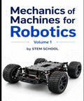 Motion Control Fundamentals For Robotics A Hands On Practical Guide Explaining Mechanisms Of Movement Through Linkages Gear Trains And Actuation In Robotic Systems With Mechanical Design Essentials For Robots Volume One, book cover with wheeled robot chassis