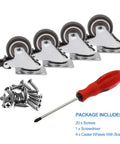 4 Pack 1.25 Inch Caster Wheels With Brakes Rubber Swivel Heavy Duty Casters With 360 Degree Top Plate 140 Lbs Total Capacity Includes 20 Screws And Free Screwdriver For Easy Installation Ideal For Tool Carts And Rolling Benches.