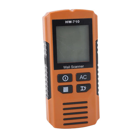 FTVOGUE 5-in-1 Wall Scanner Stud Finder with LCD Display Five Scanning Modes for Wood Metal and AC Wire Detection (Yellow) showing buttons.