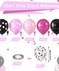 12 Inch Hot Pink And Black Balloons Party Kit With Confetti Dots For Girls Birthday Baby Shower Women Bridal Wedding Decor set
