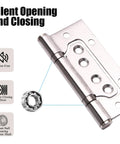 Three-pack stainless steel non-mortise door hinges, 4x3 inches, silver finish, silent ball-bearing center shaft
