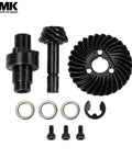 Two Sets Metal Bevel Gear And Ring Pinion Gear Kit For 1/10 Capra And Axial SCX10 III Upgrades displayed with screws, washers.