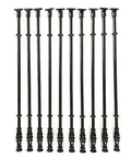 Built Tough Metal Round Baluster Railing Post For Stairway Banisters And Deck Fences With No Sweat Ground Mount Setup For Straight Lines Or Tight Spiral Angles, 10 pack of black iron posts.