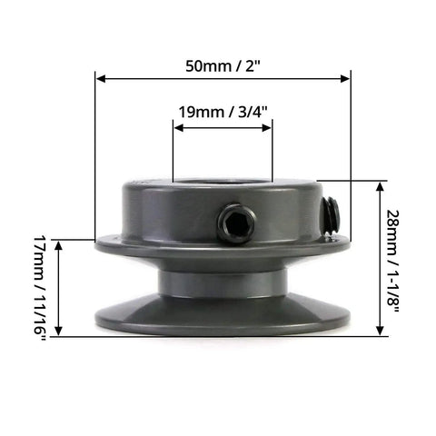 Single Groove V Belt Pulley 2.05 Inch OD, 3/4 Inch Fixed Bore, Cast Iron Pulley For V Belt 4L A AX, Heavy Duty Anti Corrosion Drive Wheel For Industrial Equipment