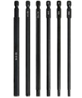 Heavy Duty Long Hex Shank Allen Wrench Drill Bit Set With Magnetic Tips, SAE 9/64 5/32 3/16 7/32 1/4 5/16 shown vertically