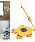 Heavy Duty Industrial Machinery Dolly Featuring Five Smooth Glide Polyurethane Rollers And Eight Thousand Eight Hundred Pound Load Capacity Built Tough For No Sweat Shop Hauling Tasks in use under appliances.
