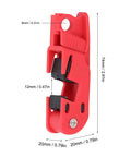 Six Piece Circuit Breaker Lockout Tool Kit With Serrated Jaws For Electrical Safety, red lockout device dimensions shown