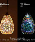 Colorful Glass 3 Pack Pendant Lights For Kitchen Island And Dining Room Modern Farmhouse Style 3D Hammered Glass With Clear Globe Shade 7.8 Inch Diameter Easy Install showcasing warm and cool bulb effects